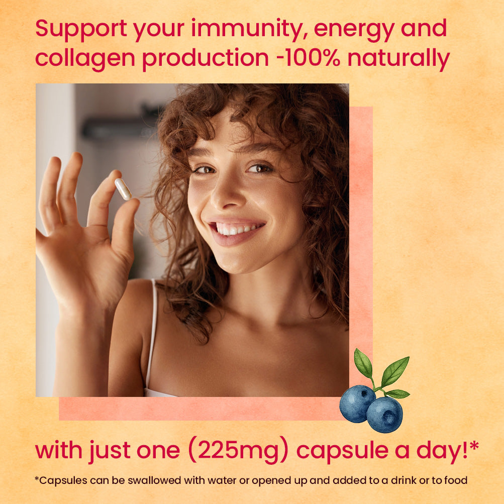 naturaC® | فيتامين سي عضوي كامل الغذاء (225 ملغ) 90 كبسولة