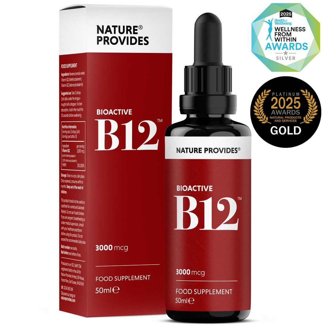 Nature Provides فيتامين ب12 السائل (Bioactive B12، 3000 ميكروغرام) صنع في المملكة المتحدة - 50 مل