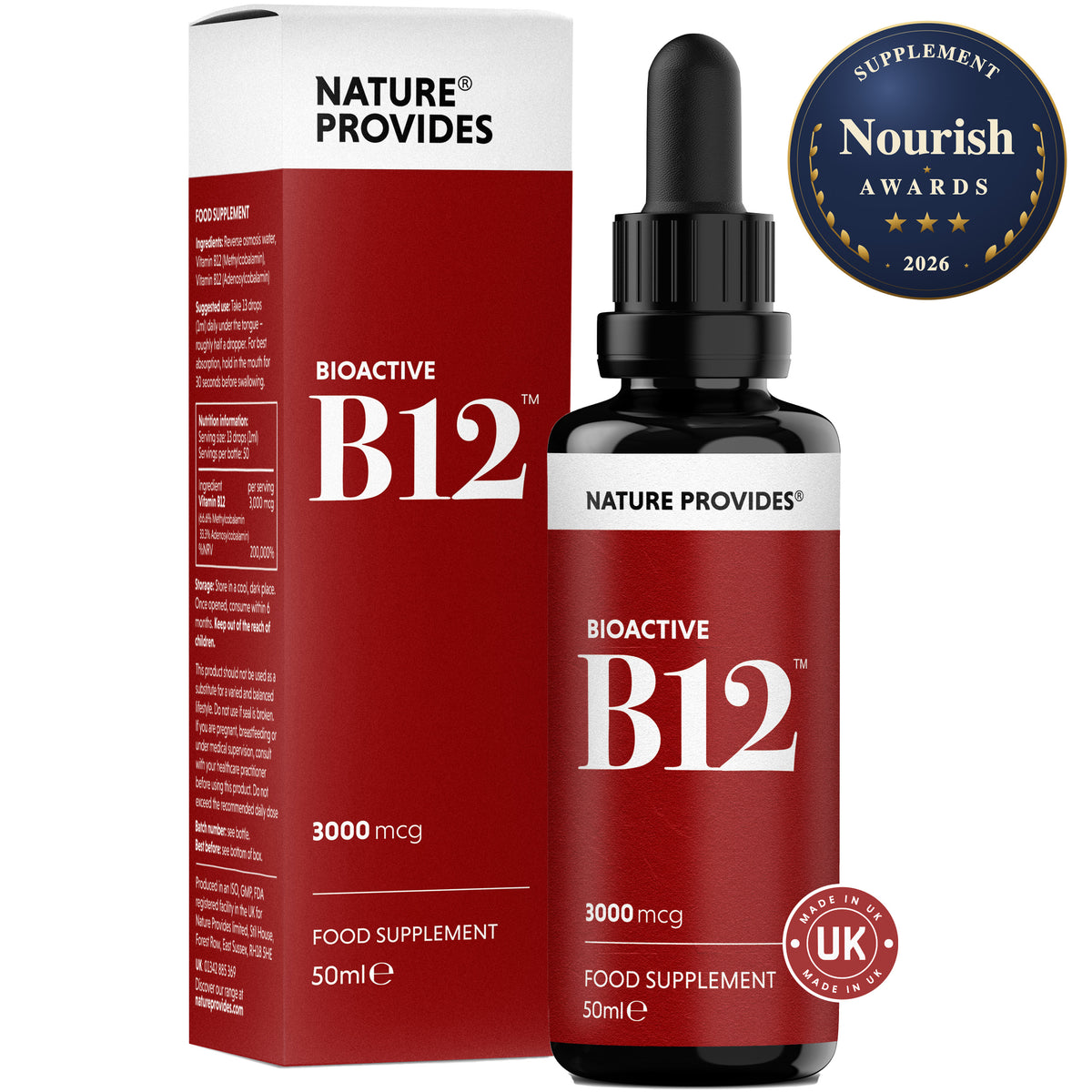 Bioactive B12 (3000 ميكروغرام) فيتامين ب12 السائل الإنزيمي المساعد - 50 مل