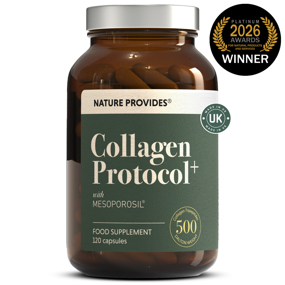 Collagen Protocol+ 500 Da Marine Collagen with Organic Vitamin C - 120 Caps