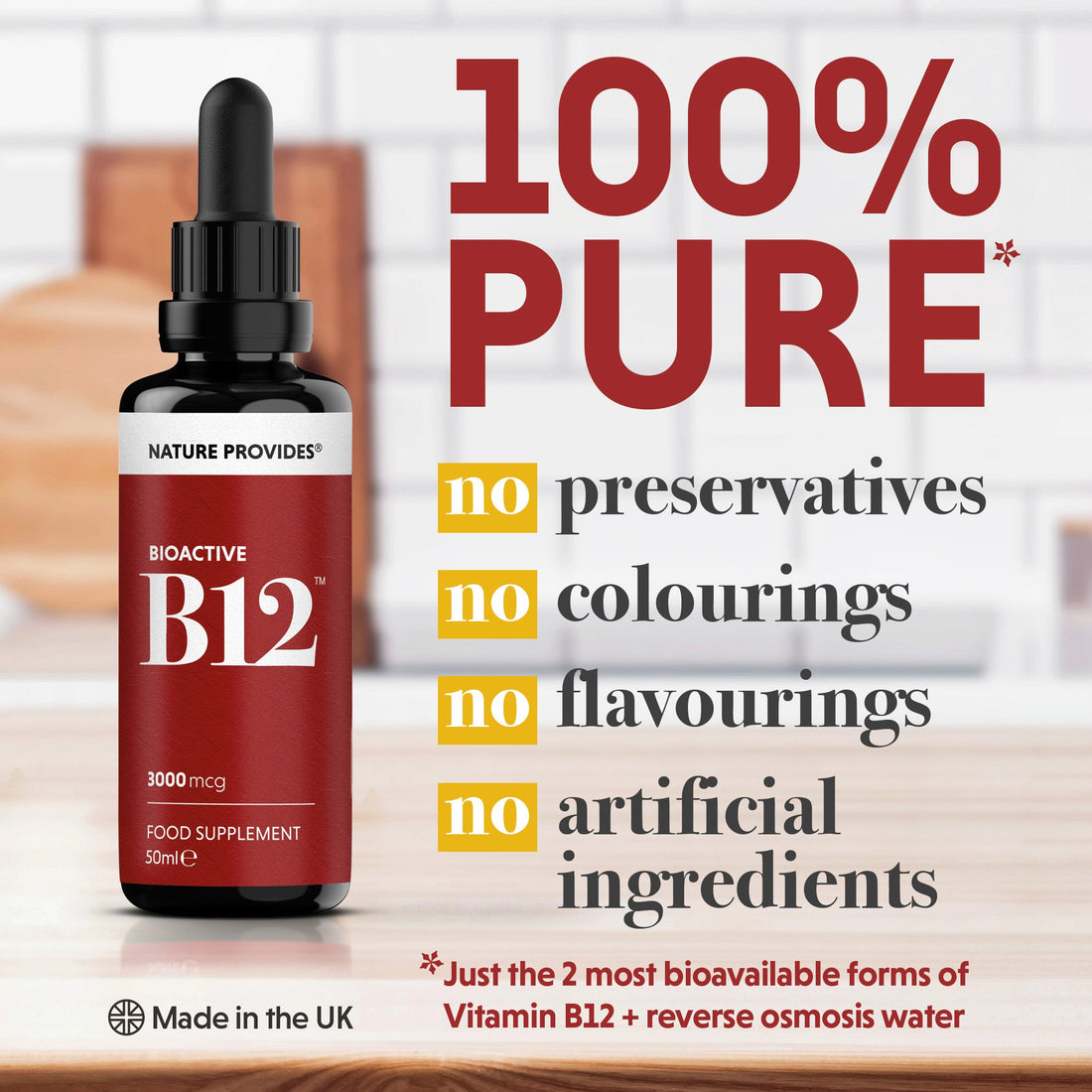 Bioactive B12 (3000 mcg) Liquid Coenzyme Vitamin B12 - 50ml - Nature Provides