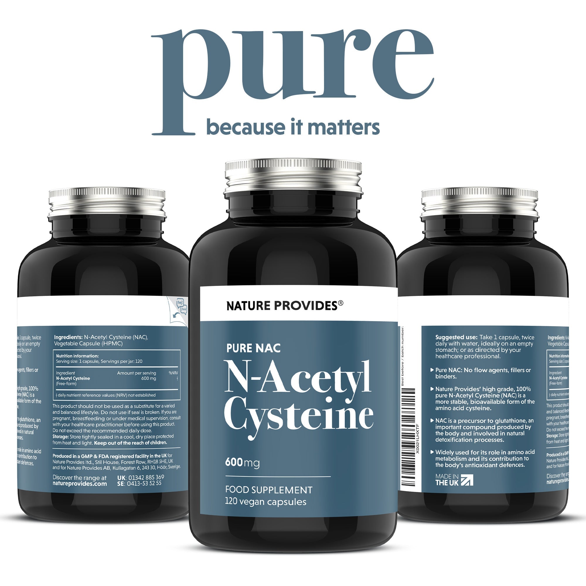 NAC (600mg) Pure N - Acetyl Cysteine - 120 Capsules - Nature Provides