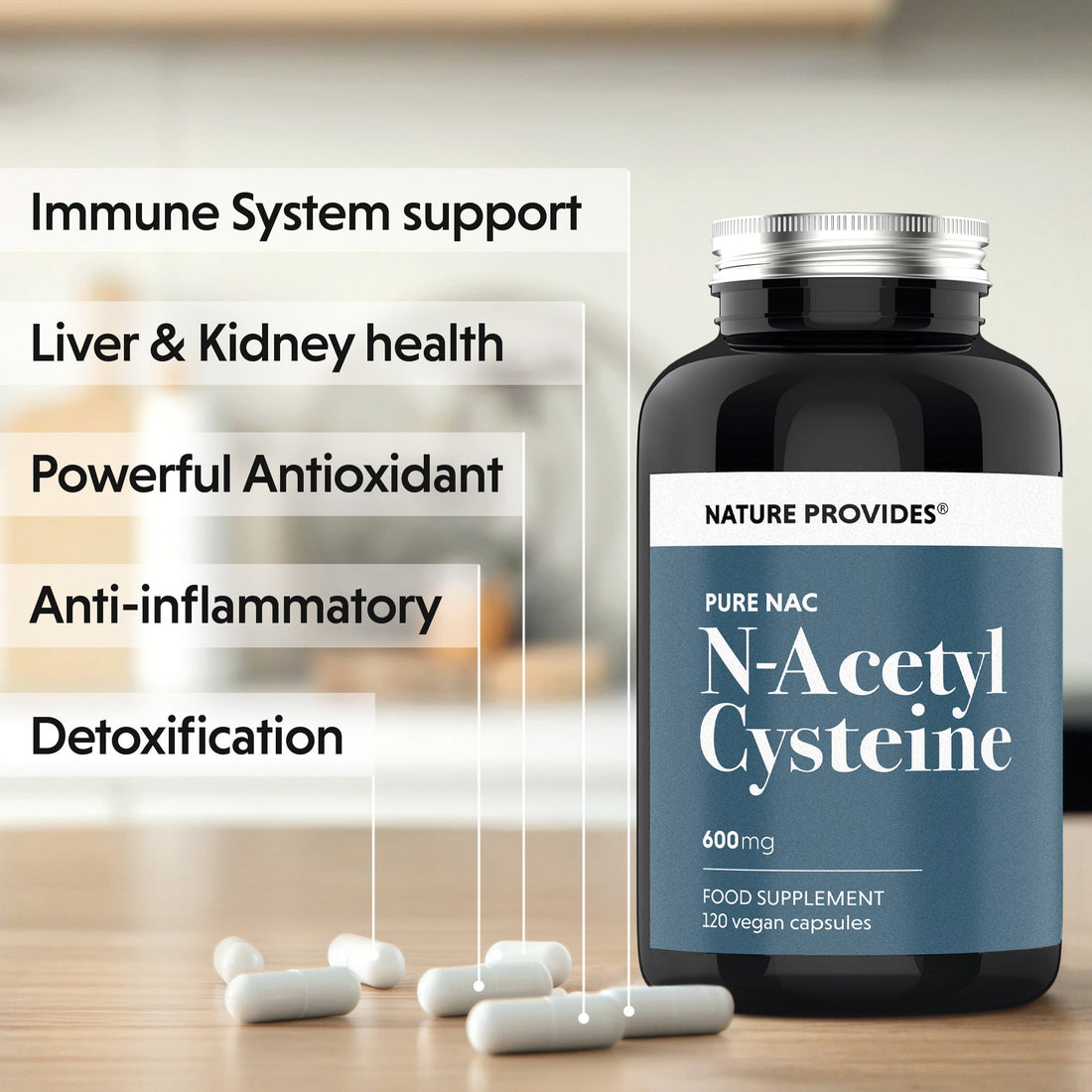 NAC (600mg) Pure N - Acetyl Cysteine - 120 Capsules - Nature Provides